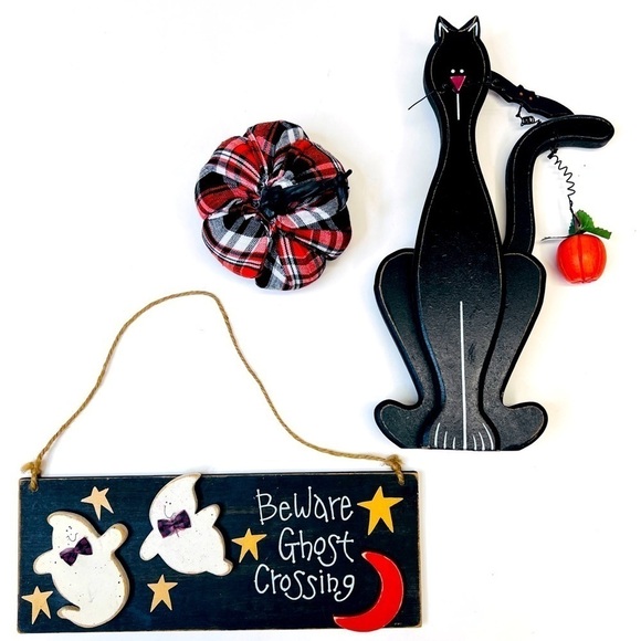 TABLEAU Halloween BlackCat & GhostSign & Pumpkin - Picture 2 of 4
